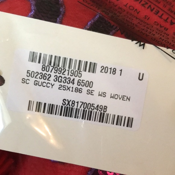 Gucci nwt scarf red/ Gucci yummy with embellished complete with tags $995 - Picture 9 of 9